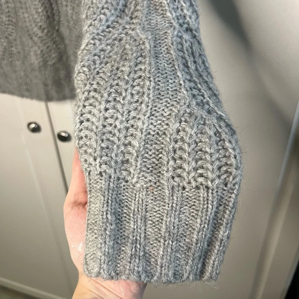J. Crew pointelle Cableknit sweater alpaca blend